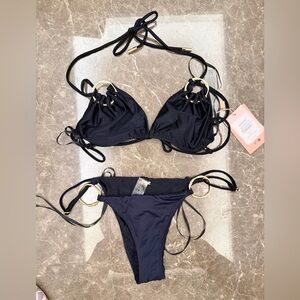 Cult Gaia Black Bikini with Gold Accents